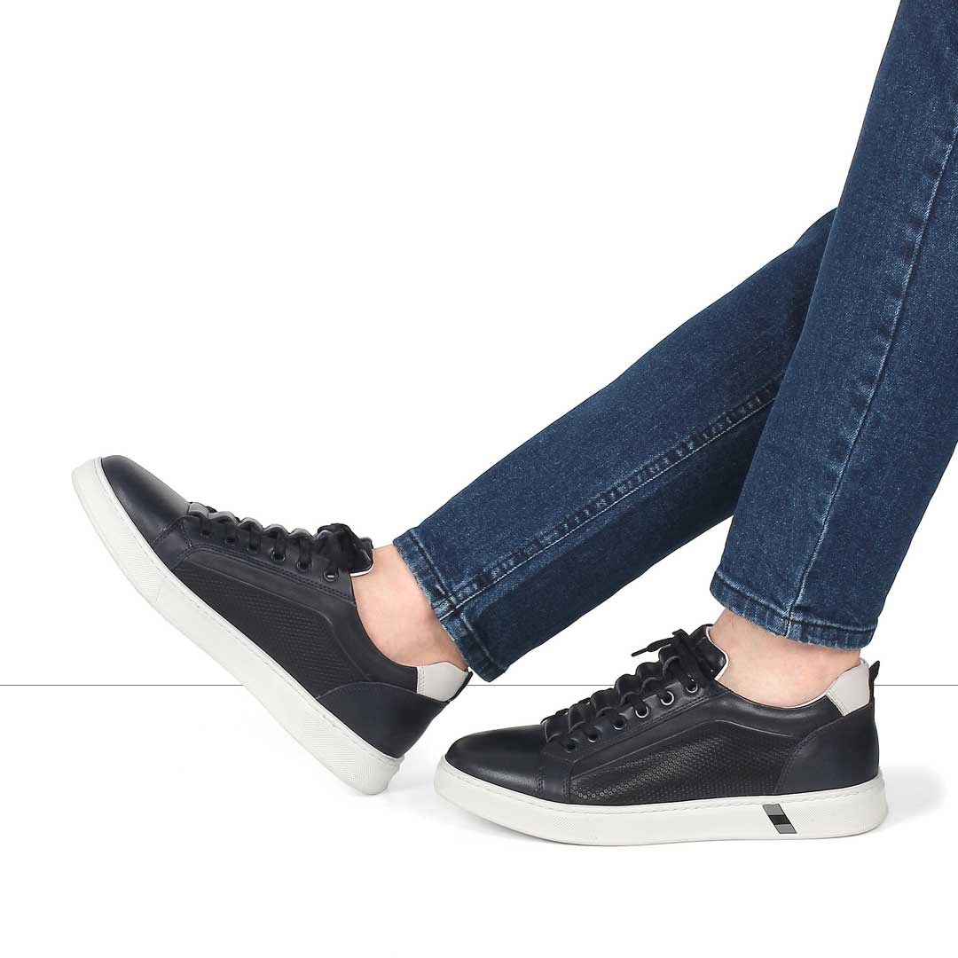 Erkek Lacivert Baskılı Kalın Tabanlı Sneaker