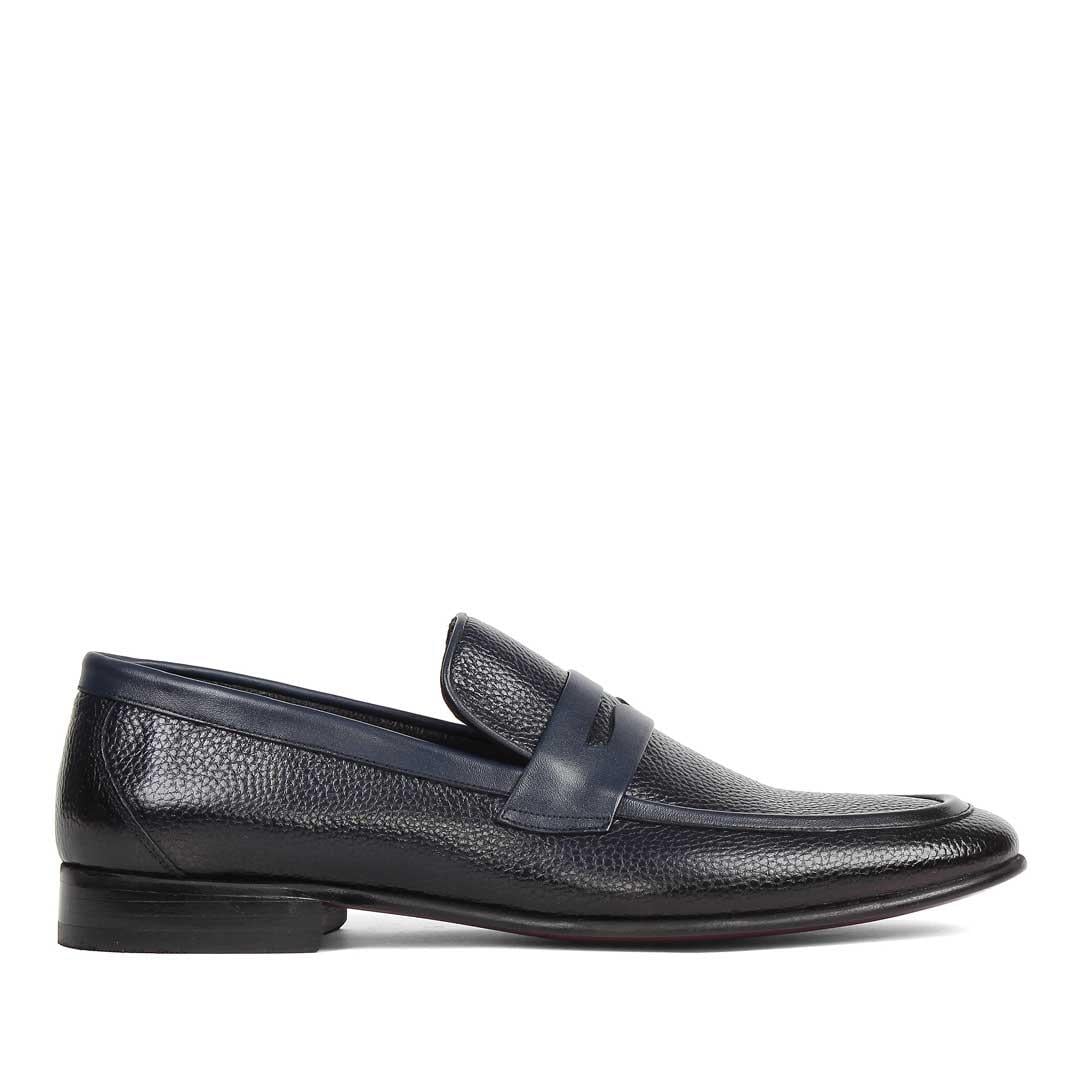 Erkek Lacivert Deri Loafer