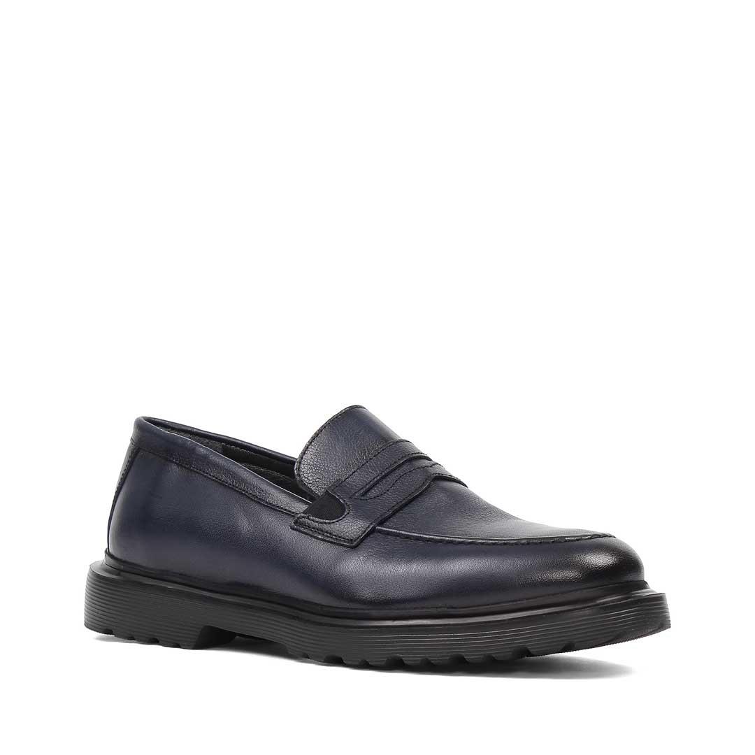 Erkek Lacivert Deri Loafer
