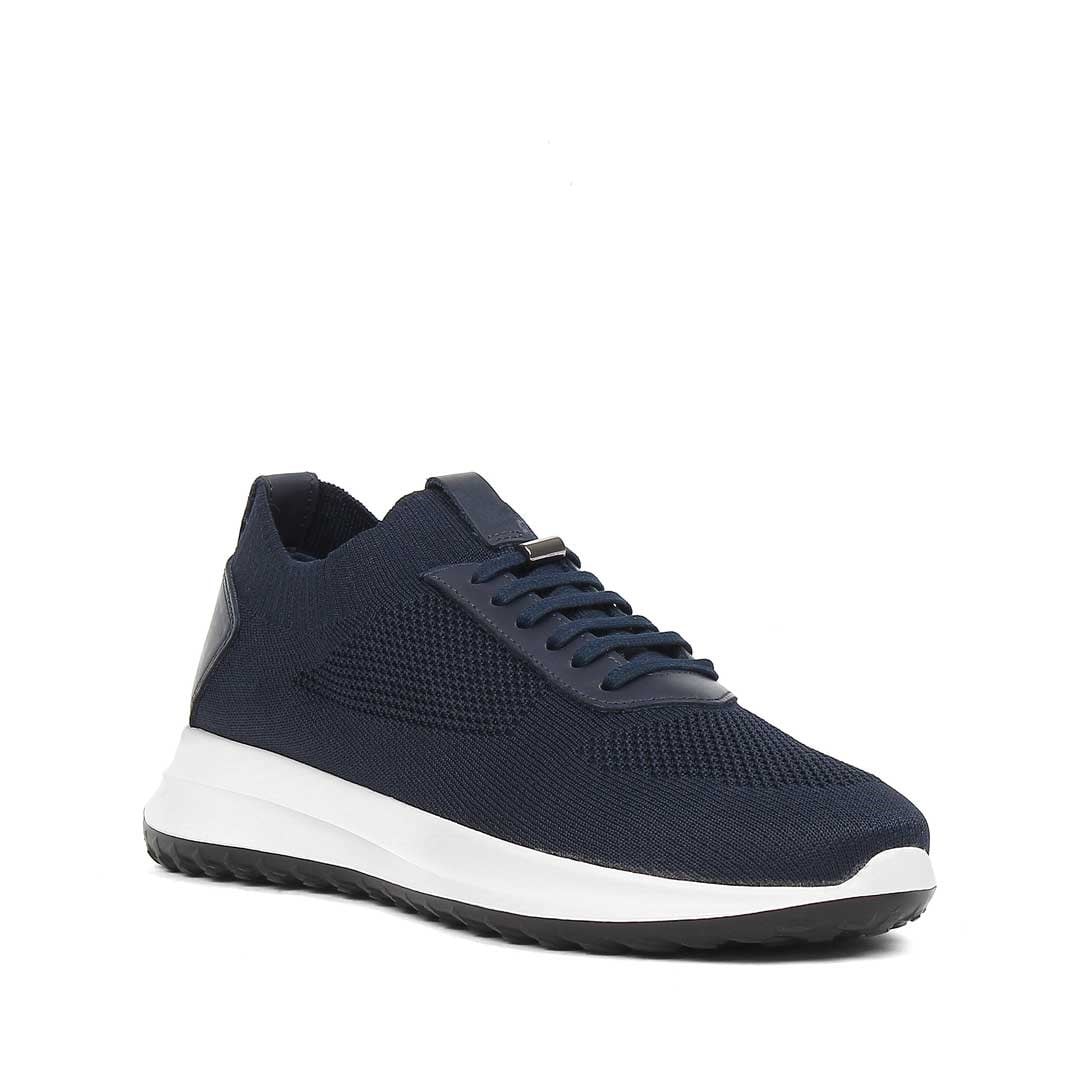 Erkek Lacivert Kalın Tabanlı Deri Sneaker