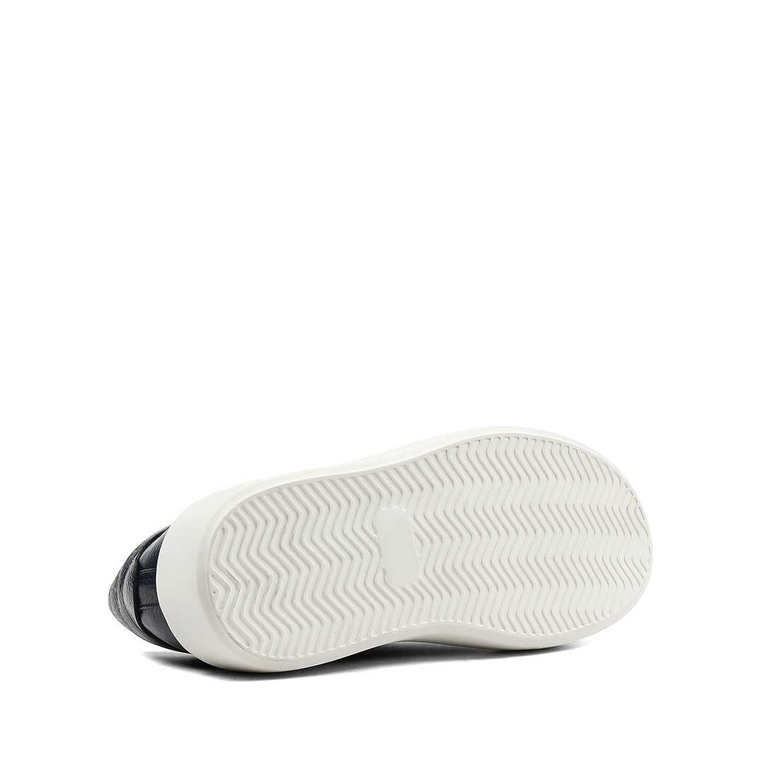 Erkek Lacivert Kalın Tabanlı Deri Sneaker