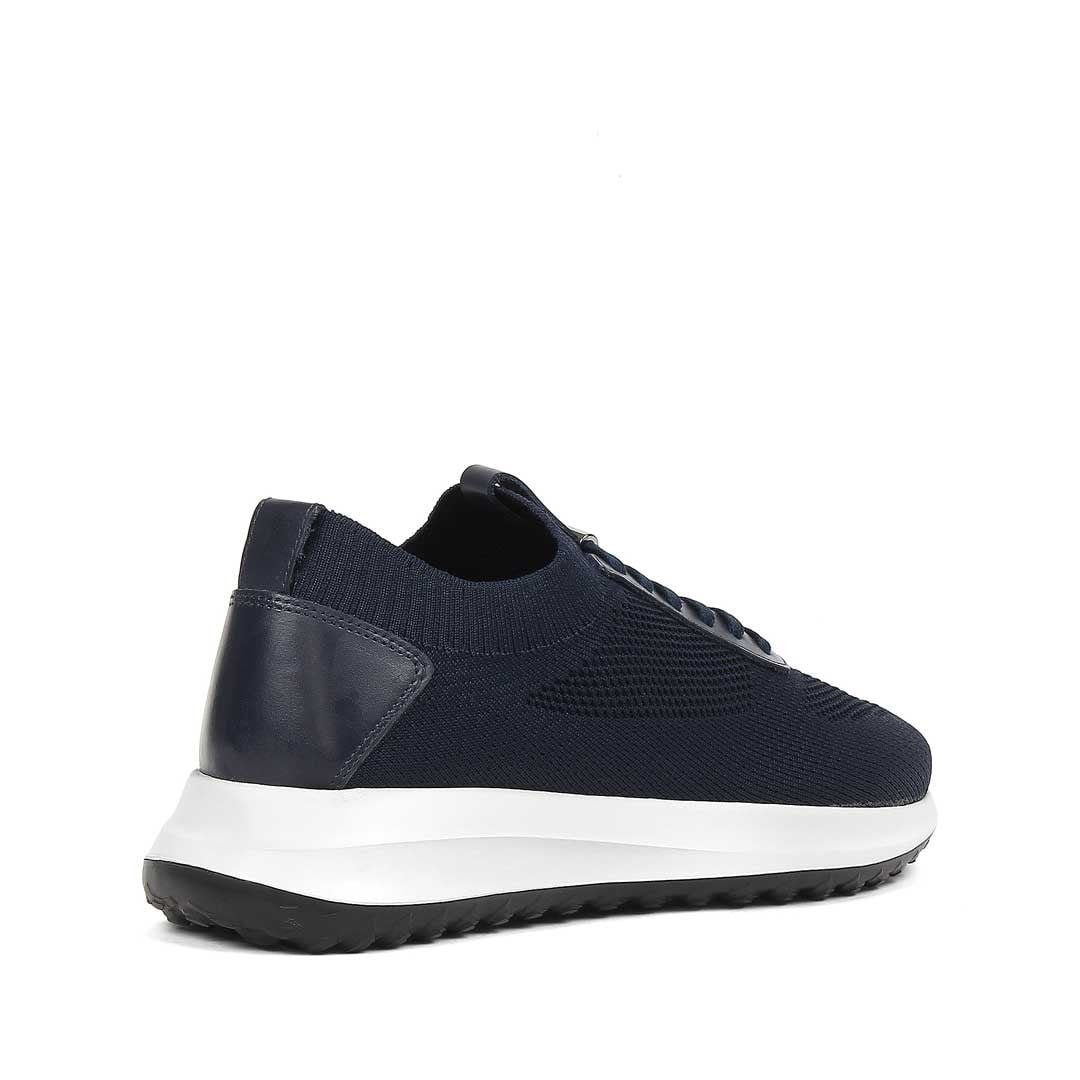 Erkek Lacivert Kalın Tabanlı Deri Sneaker