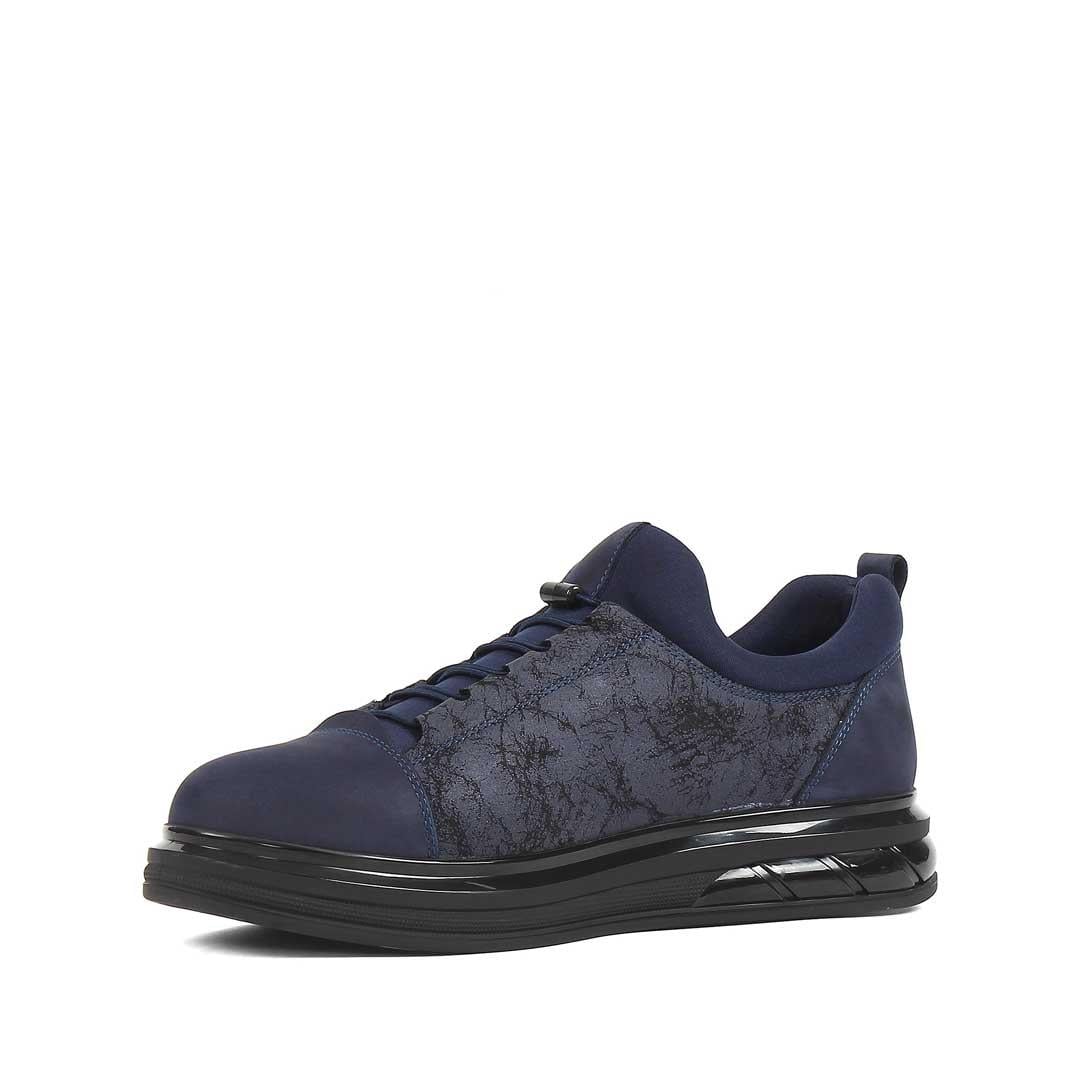 Erkek Lacivert Kalın Tabanlı Nubuk Deri Sneaker