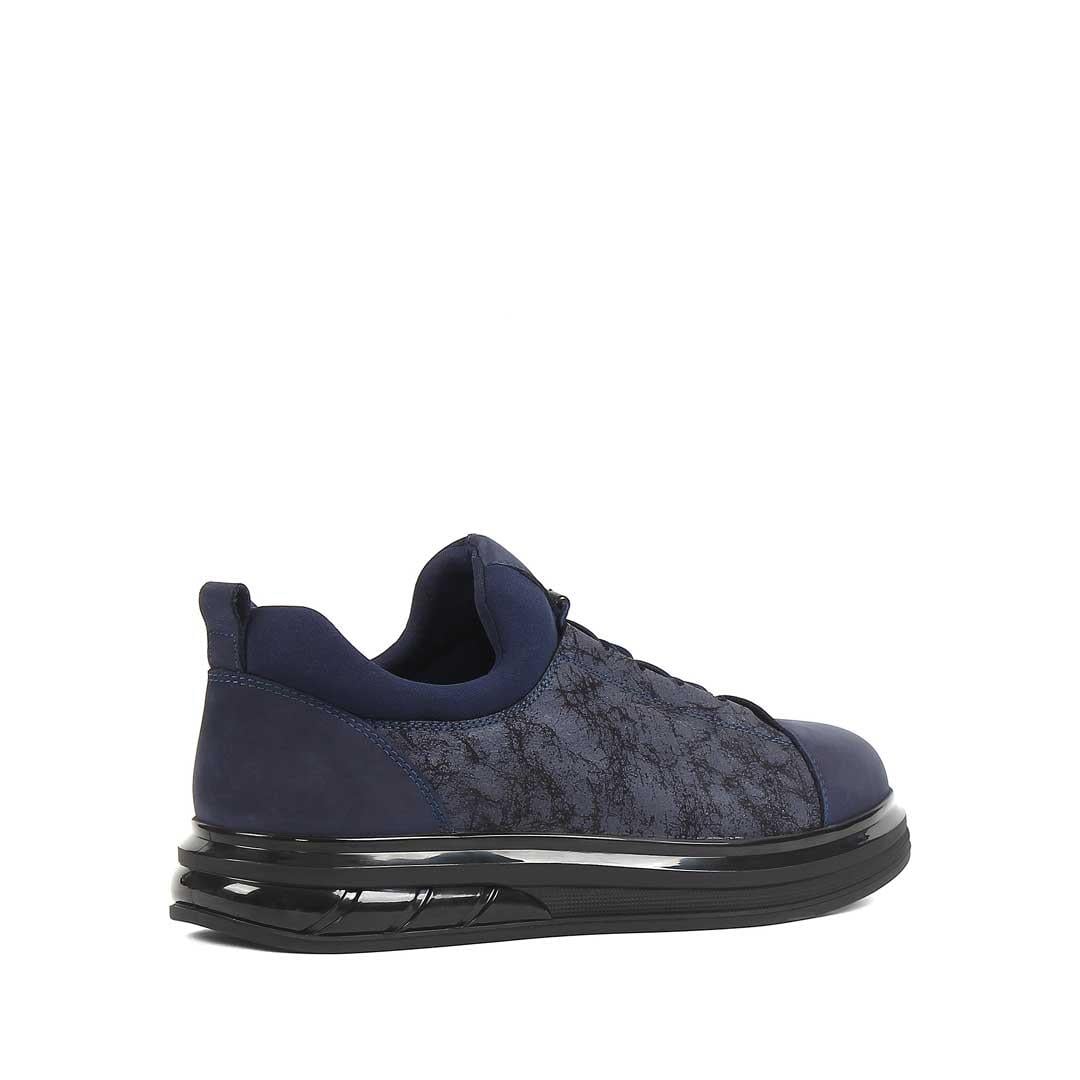 Erkek Lacivert Kalın Tabanlı Nubuk Deri Sneaker