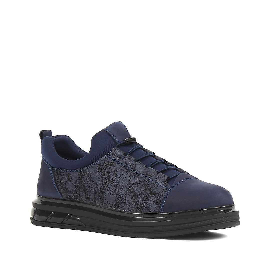 Erkek Lacivert Kalın Tabanlı Nubuk Deri Sneaker
