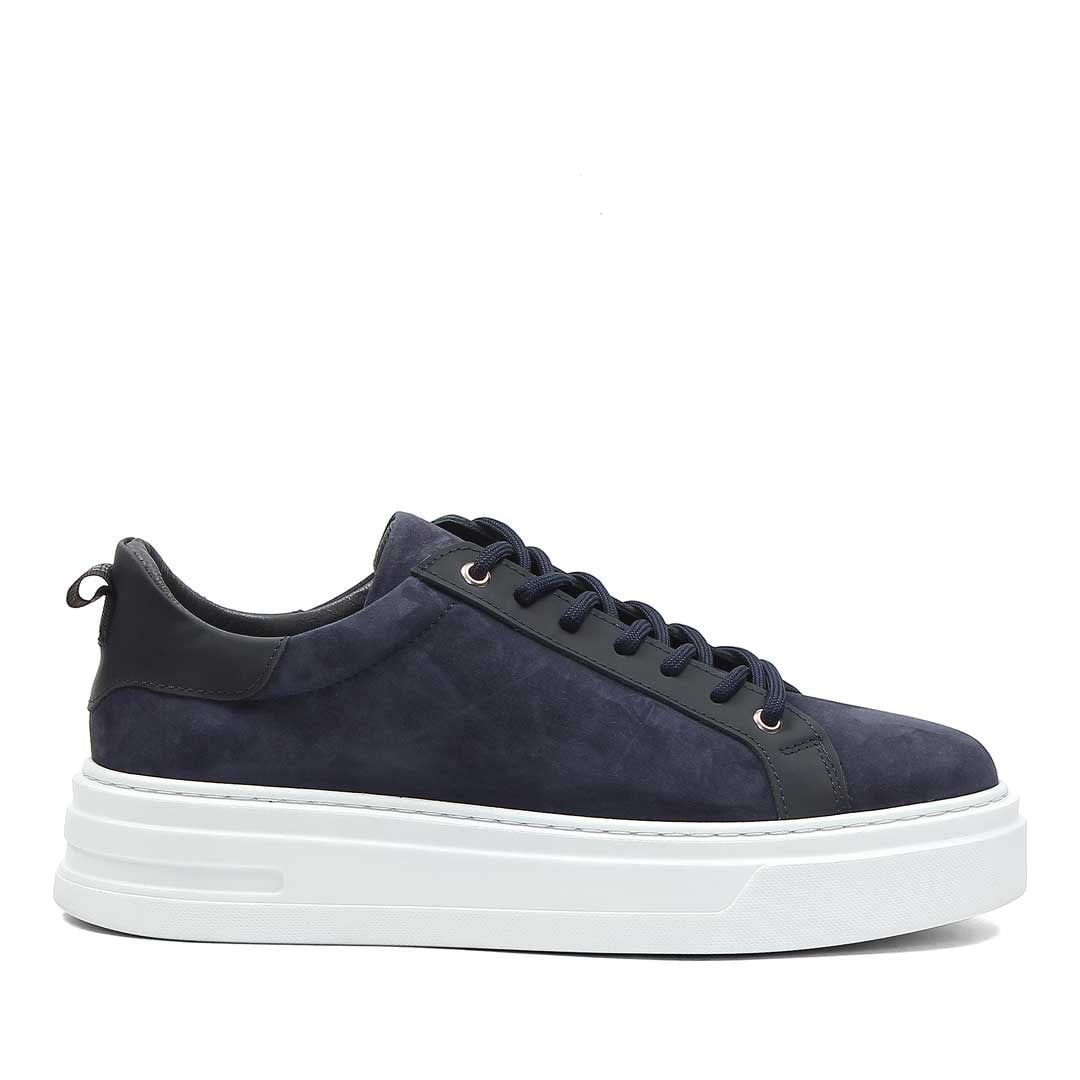 Erkek Lacivert Kalın Tabanlı Süet Deri Sneaker
