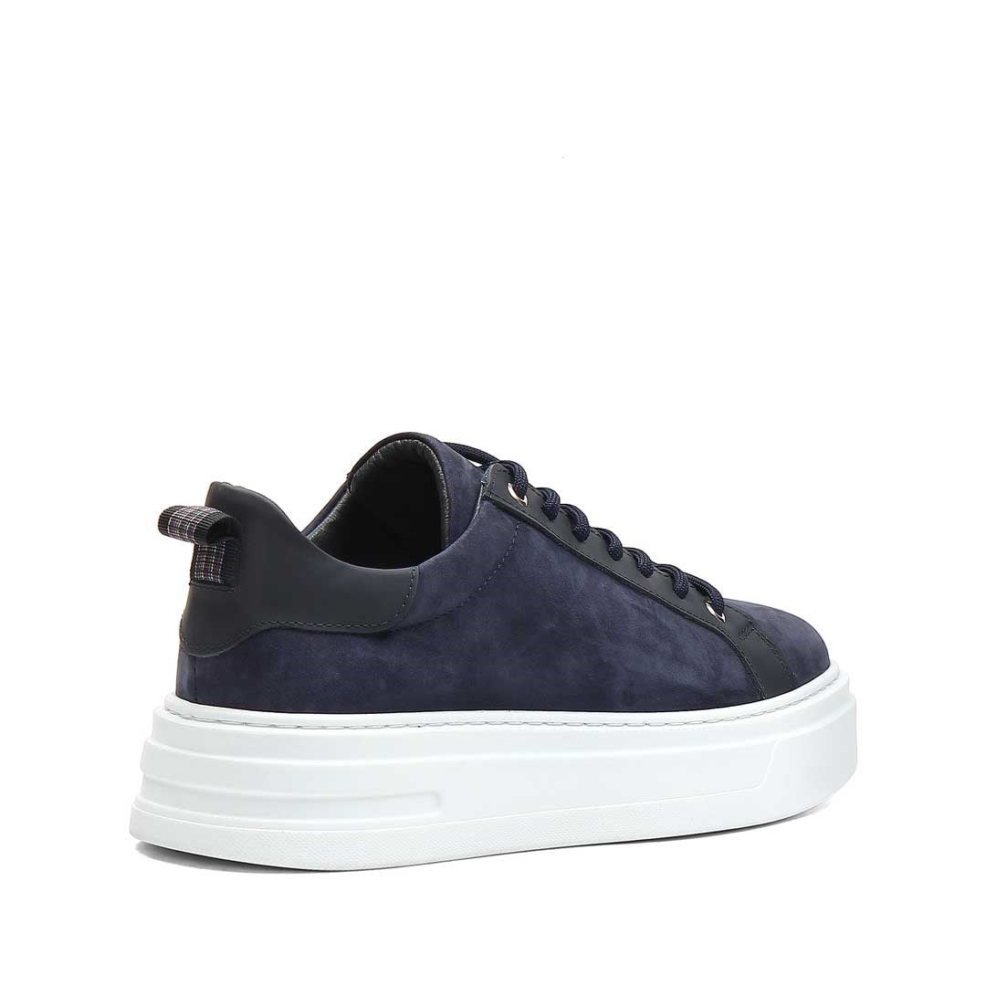 Erkek Lacivert Kalın Tabanlı Süet Deri Sneaker