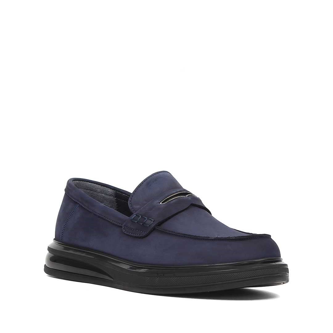 Erkek Lacivert Nubuk Deri Loafer