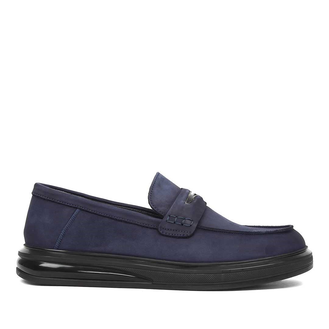 Erkek Lacivert Nubuk Deri Loafer