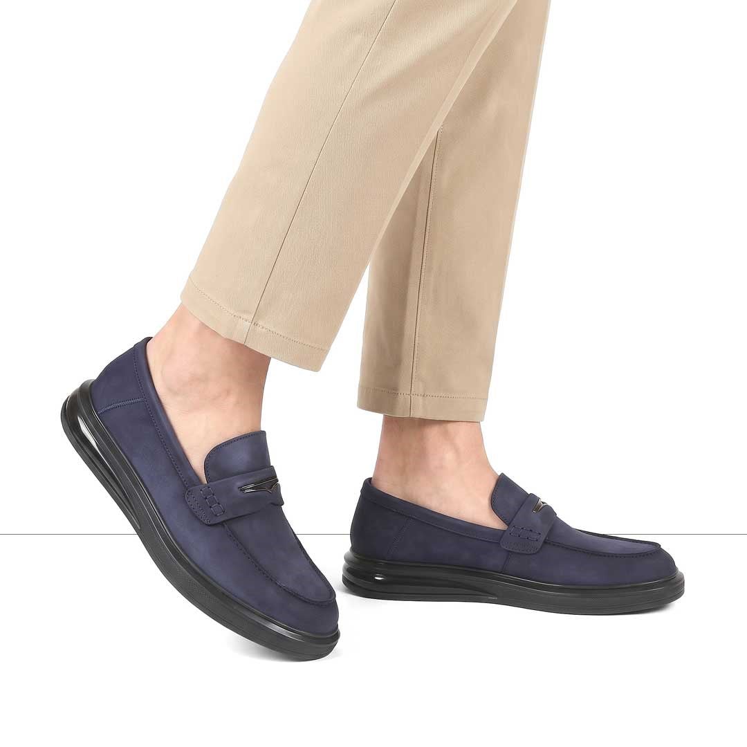 Erkek Lacivert Nubuk Deri Loafer