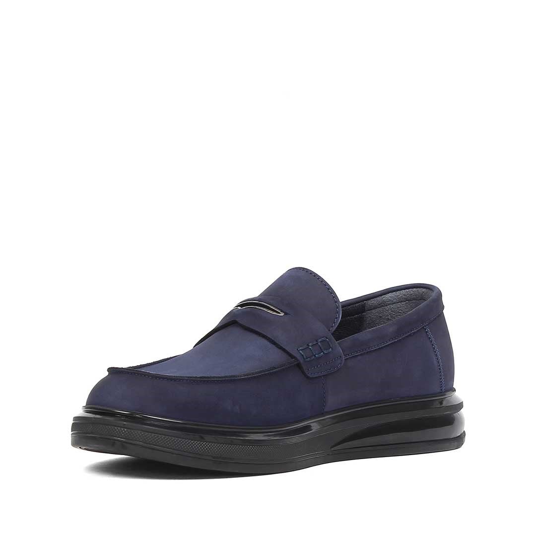Erkek Lacivert Nubuk Deri Loafer