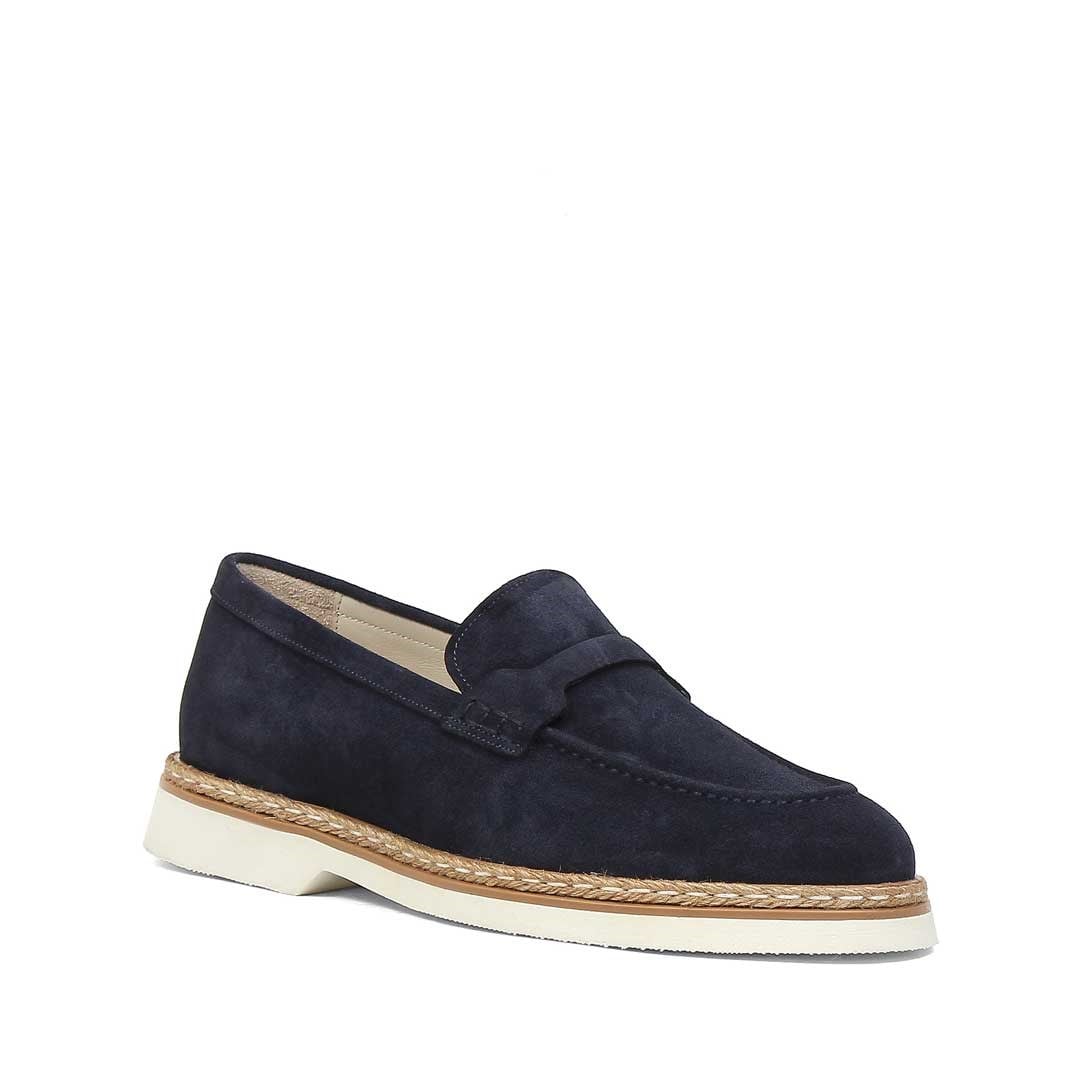 Erkek Lacivert Süet Deri Loafer