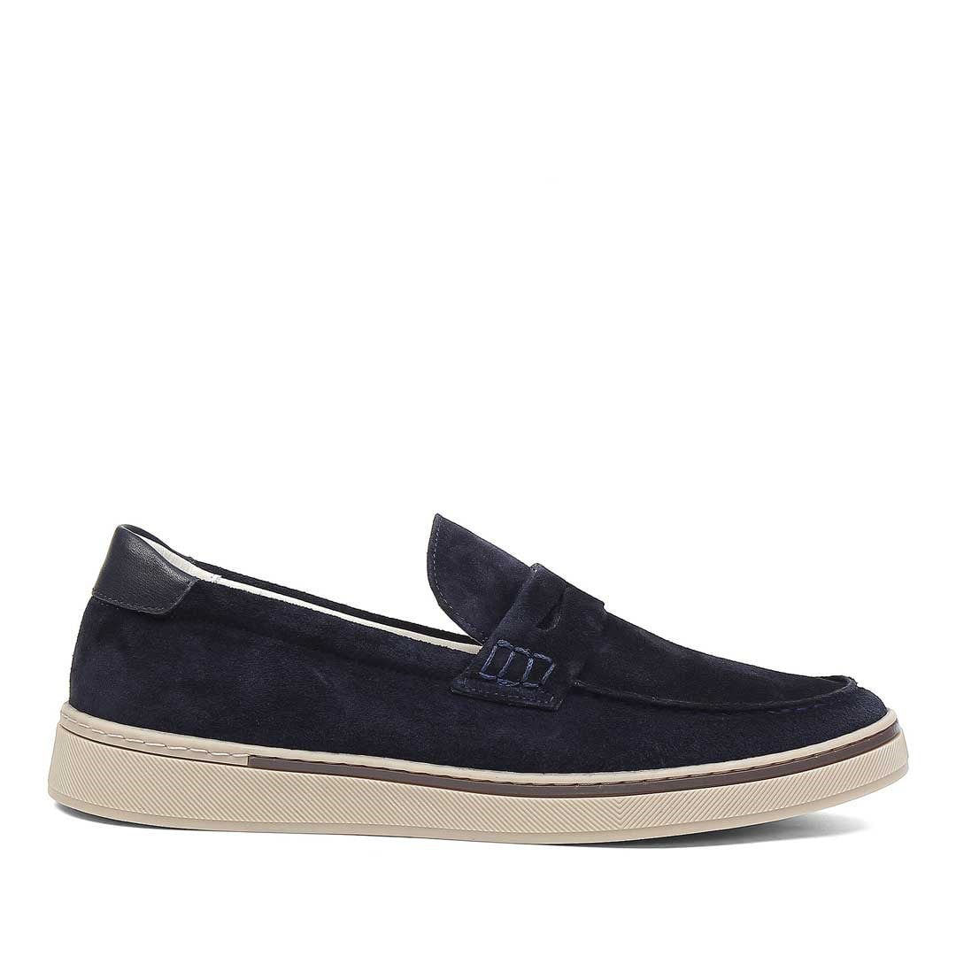 Erkek Lacivert Süet Deri Loafer