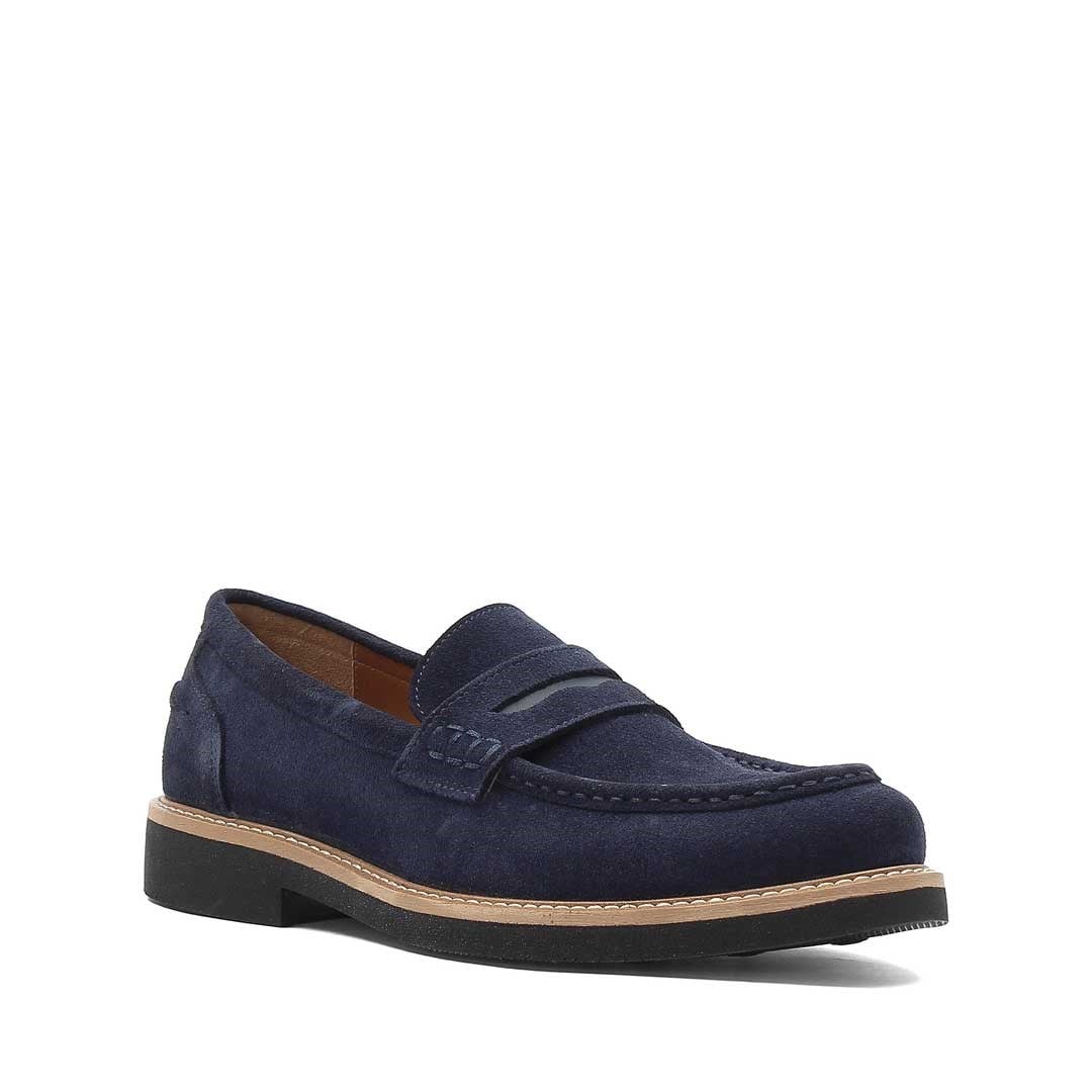 Erkek Lacivert Süet Deri Loafer