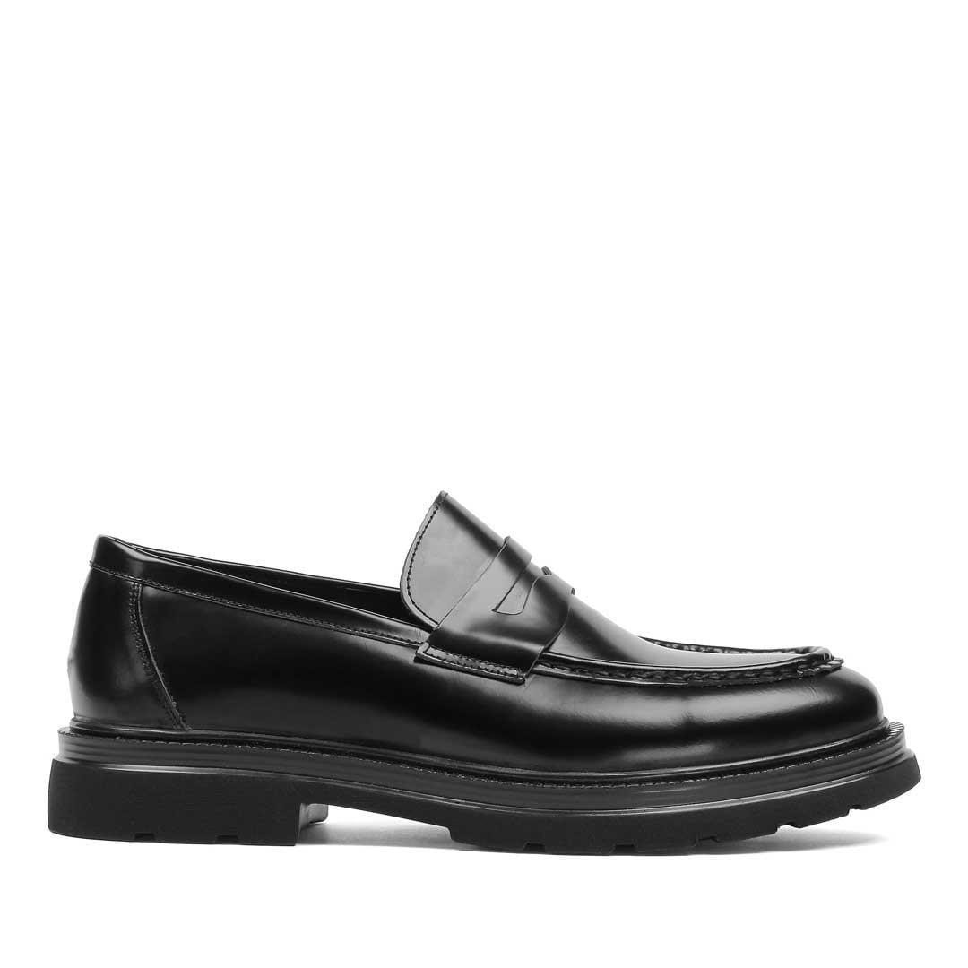 Erkek Siyah Açma Deri Loafer