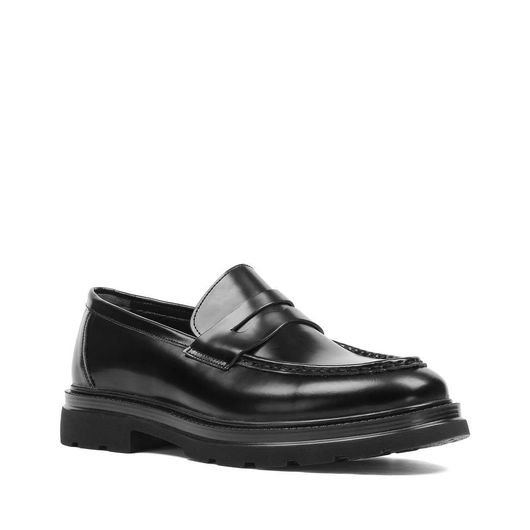 Erkek Siyah Açma Deri Loafer