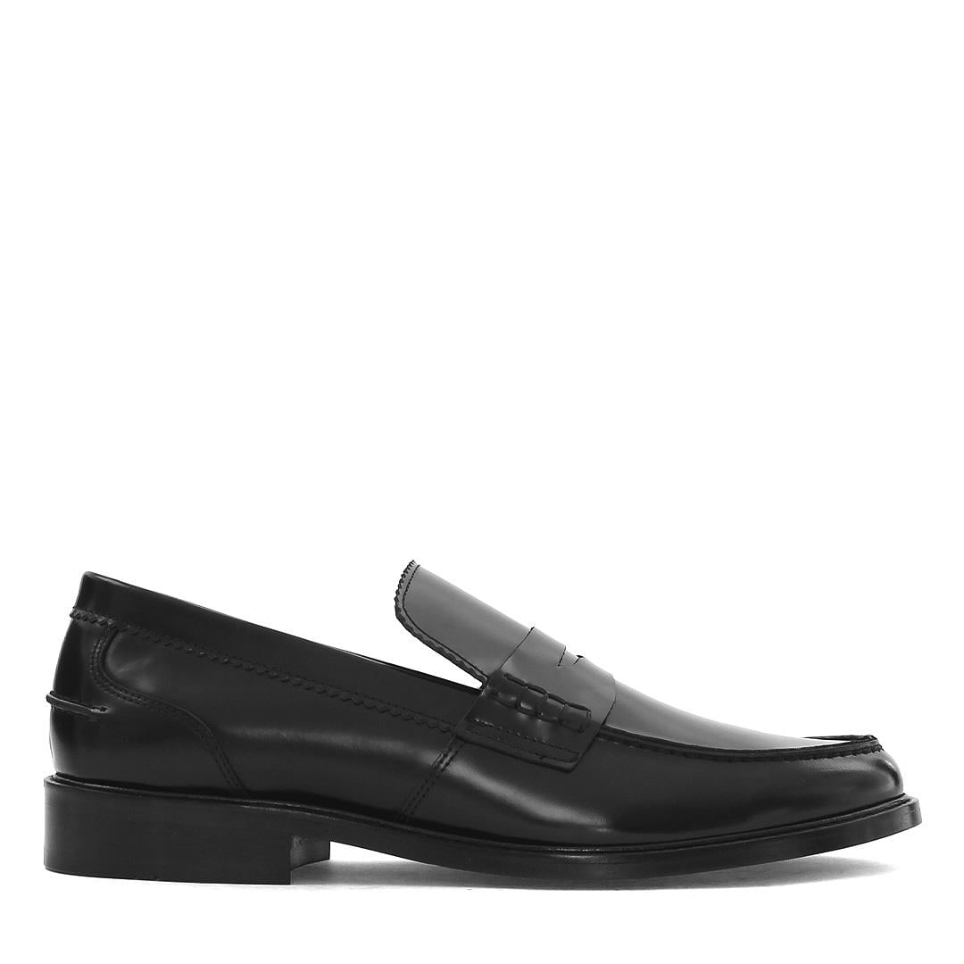 Erkek Siyah Açma Deri Loafer