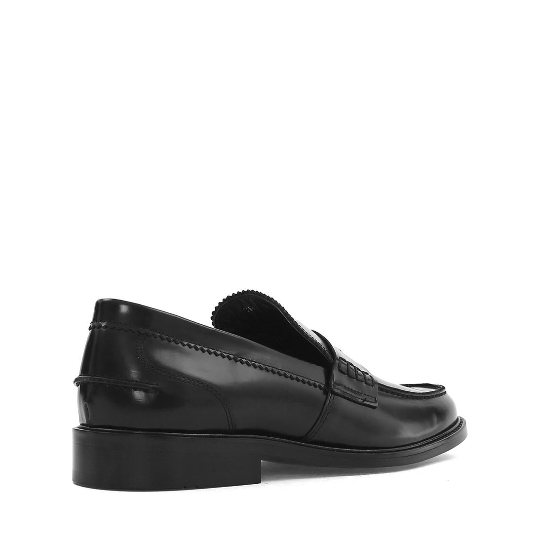 Erkek Siyah Açma Deri Loafer