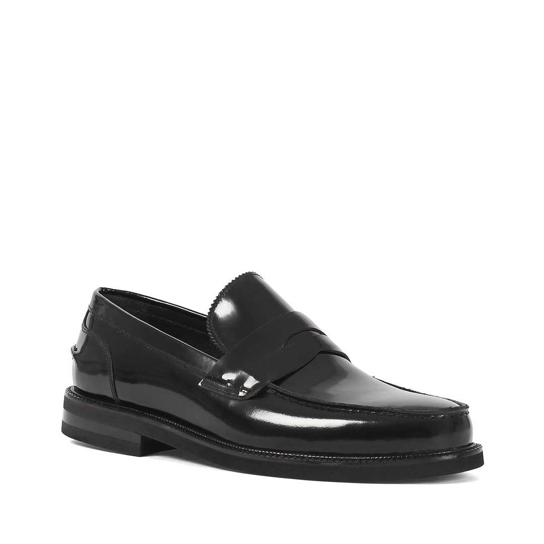 Erkek Siyah Açma Deri Loafer