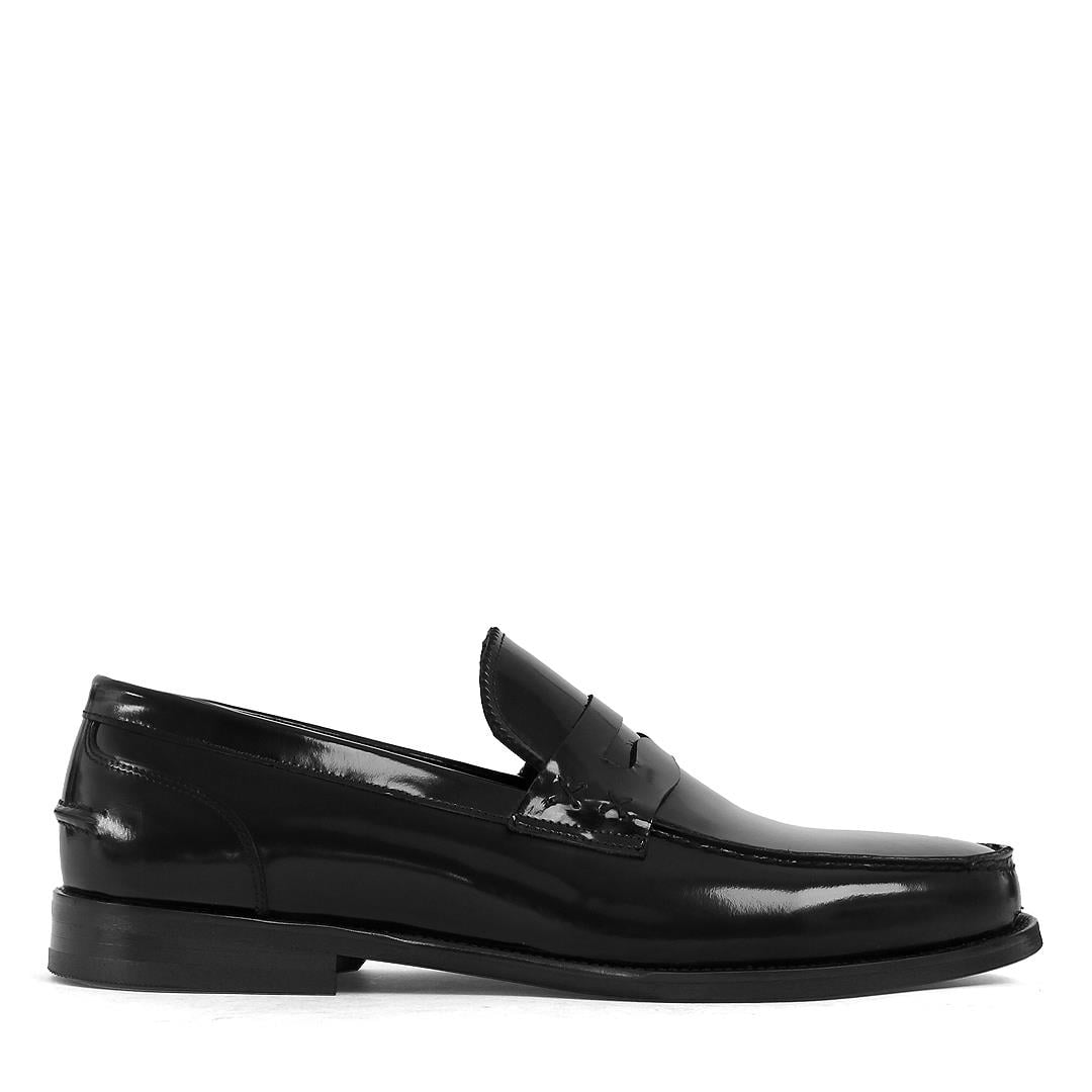 Erkek Siyah Açma Deri Loafer