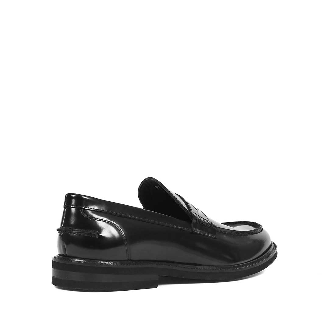 Erkek Siyah Açma Deri Loafer