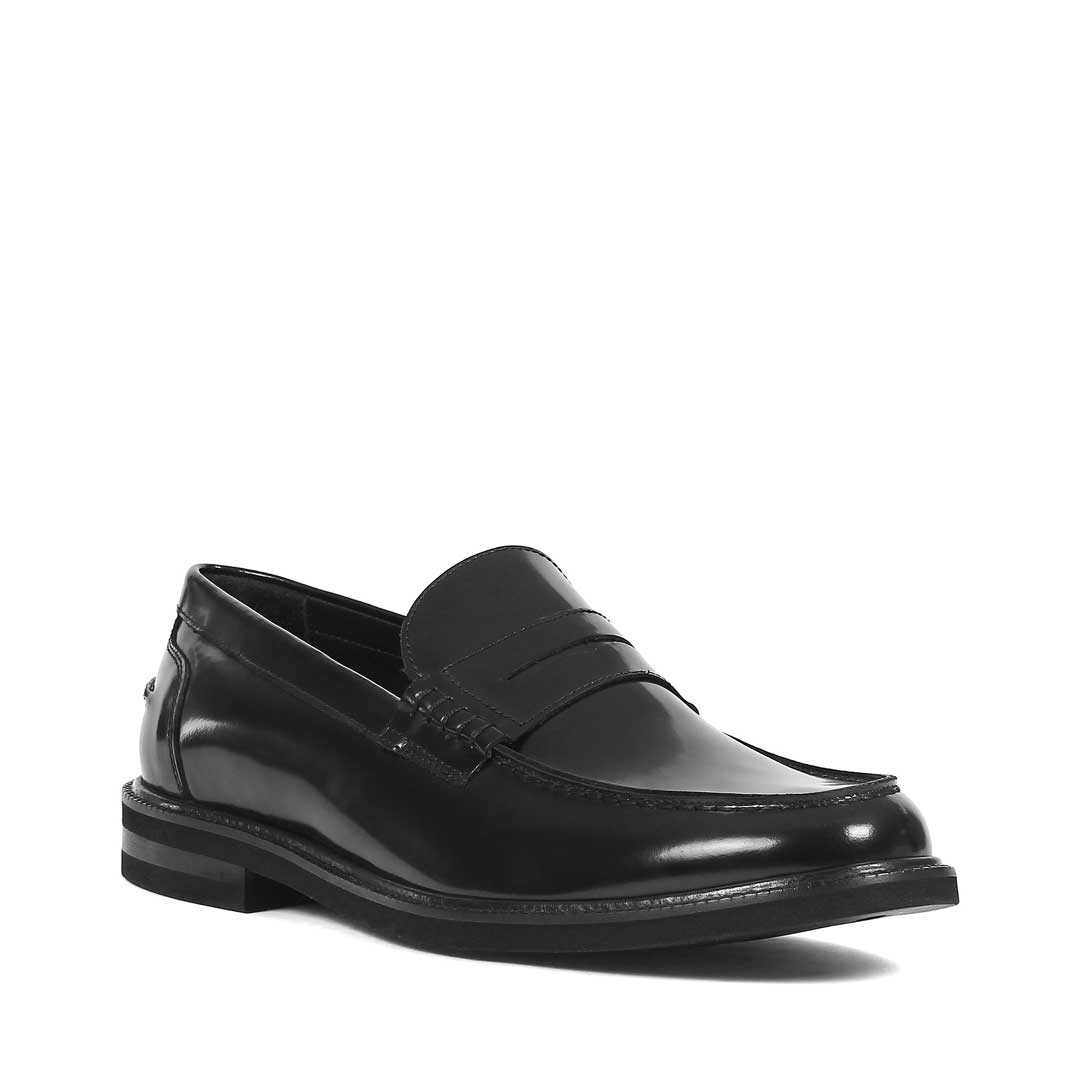 Erkek Siyah Açma Deri Loafer