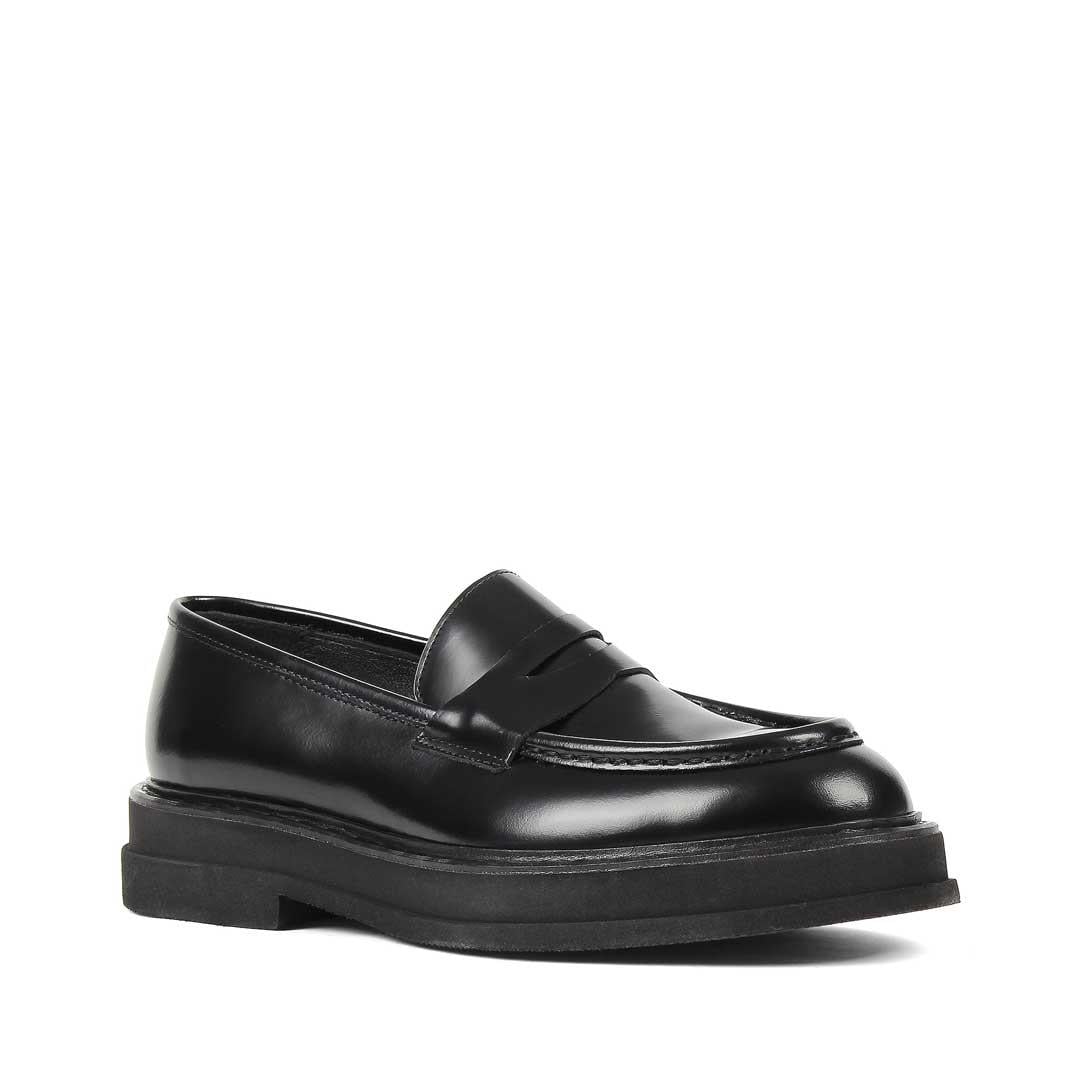 Erkek Siyah Açma Deri Loafer