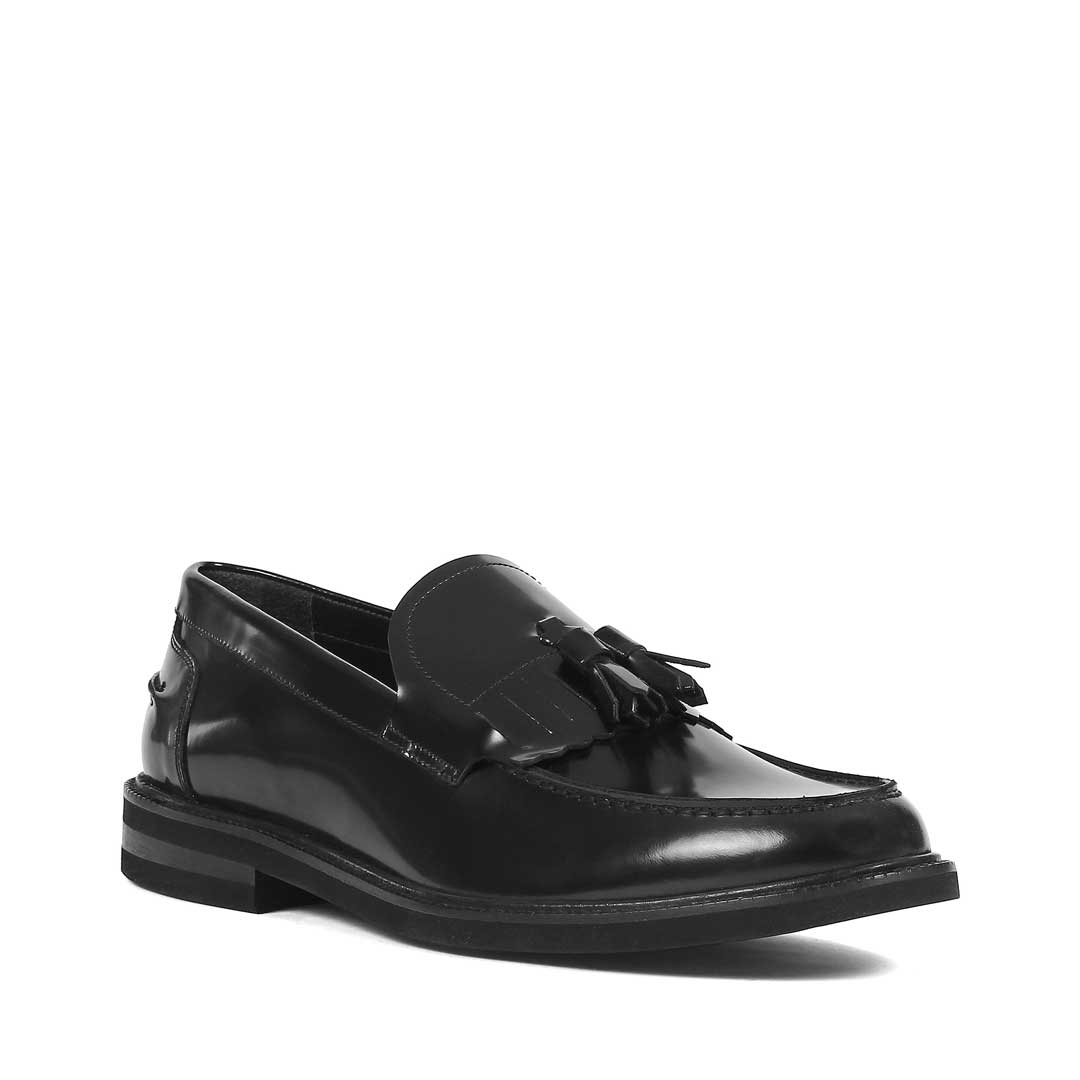Erkek Siyah Açma Deri Loafer