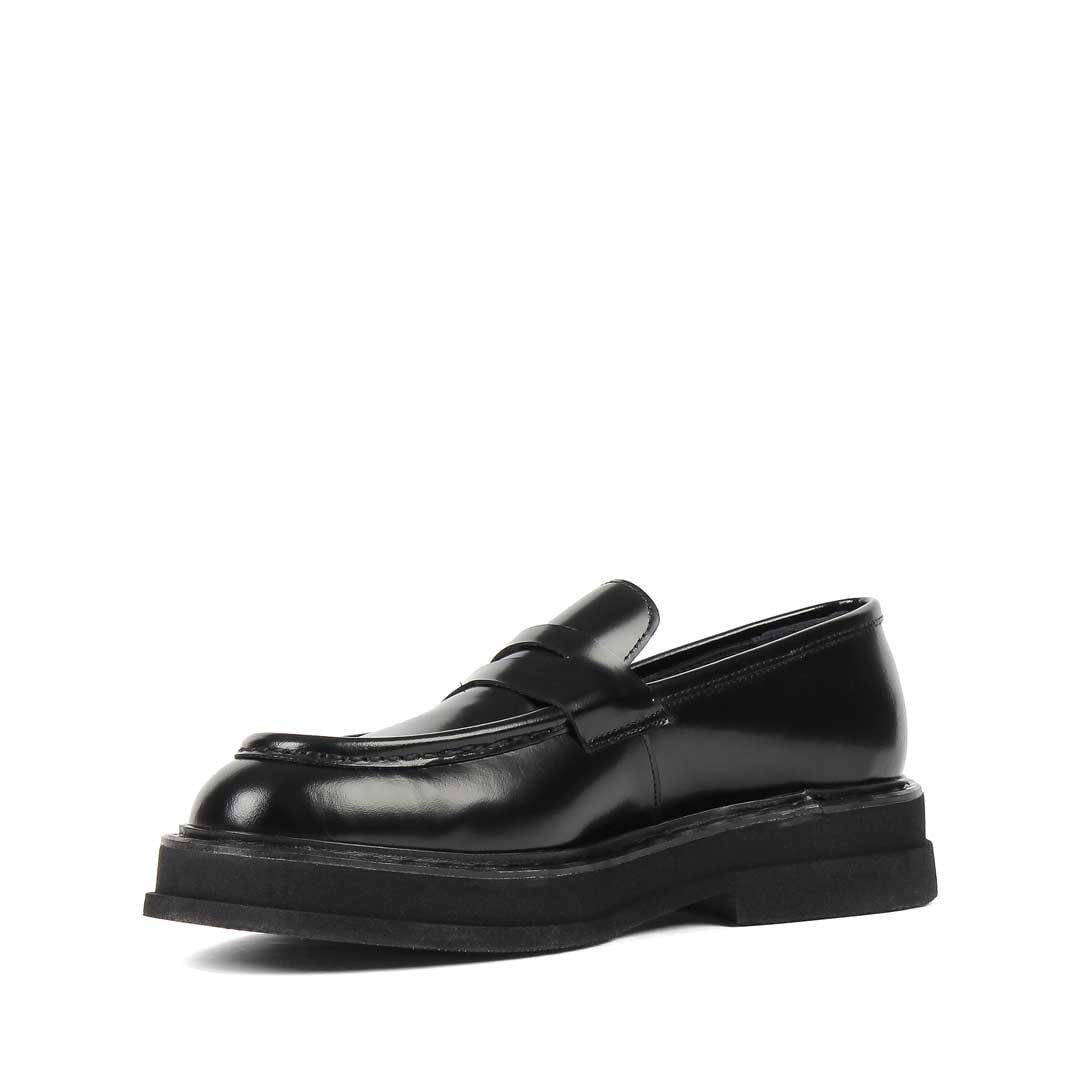 Erkek Siyah Açma Deri Loafer