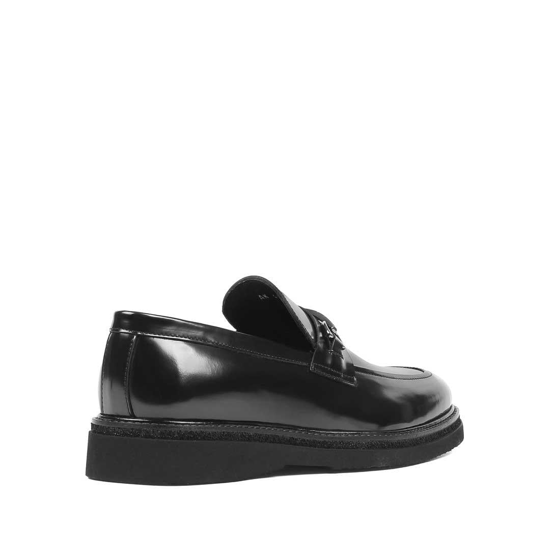 Erkek Siyah Açma Deri Loafer