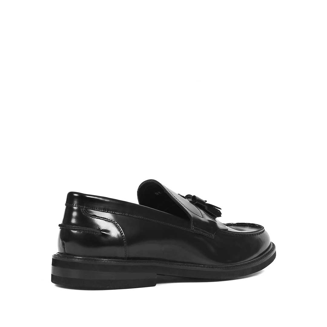 Erkek Siyah Açma Deri Loafer