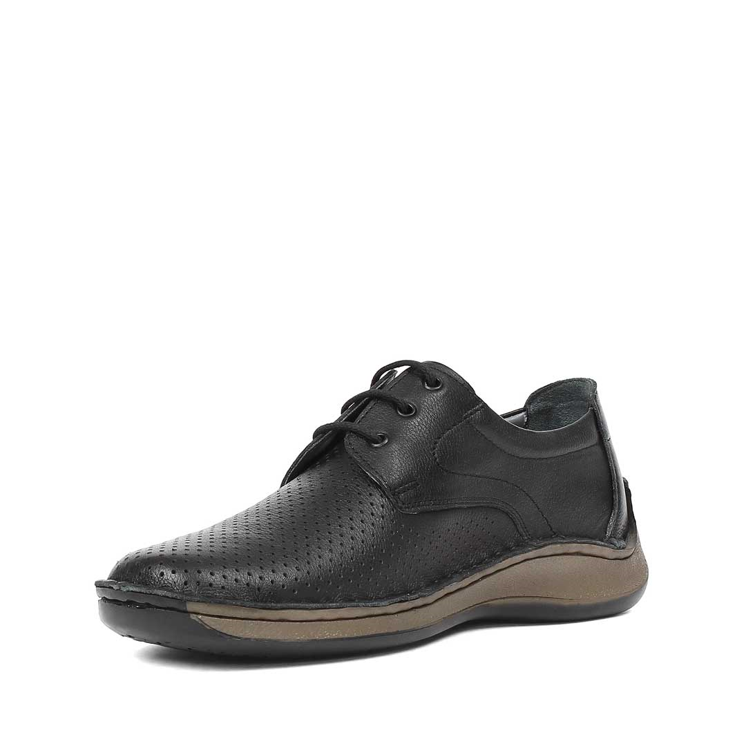 Erkek Siyah Bağcıklı Deri Ayakkabı