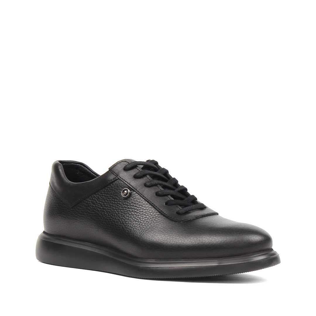 Erkek Siyah Bağcıklı Deri Günlük Ayakkabı