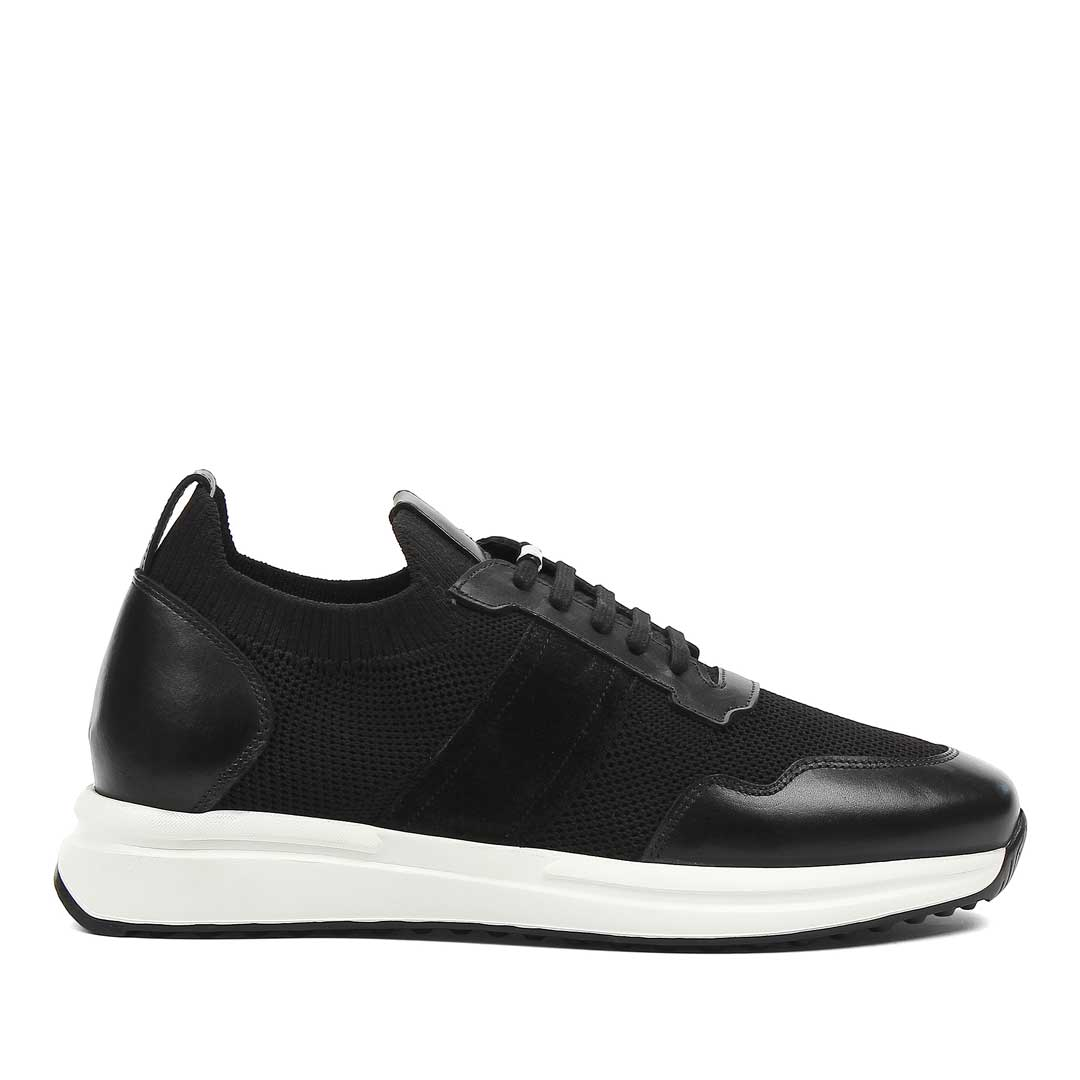 Erkek Siyah Bağcıklı Deri Sneaker