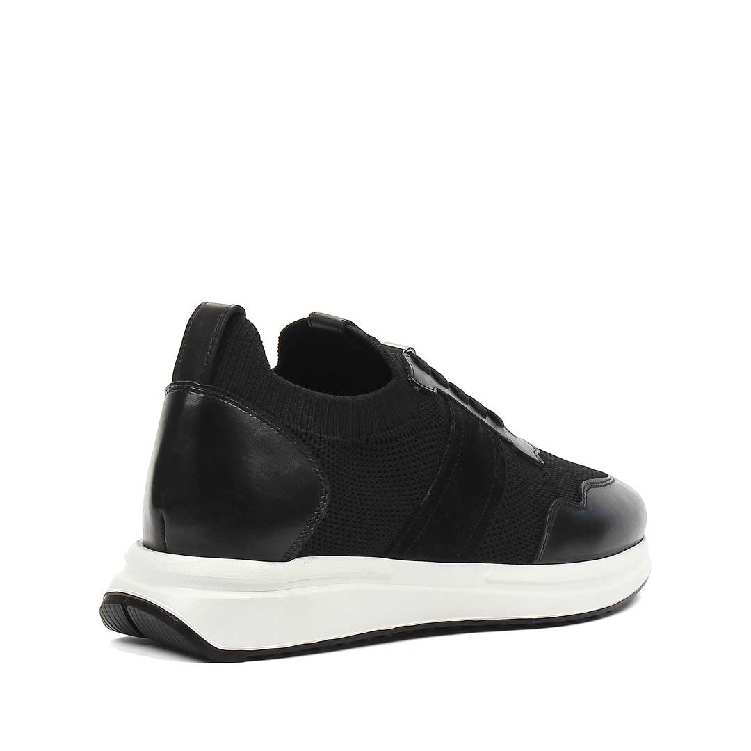 Erkek Siyah Bağcıklı Deri Sneaker