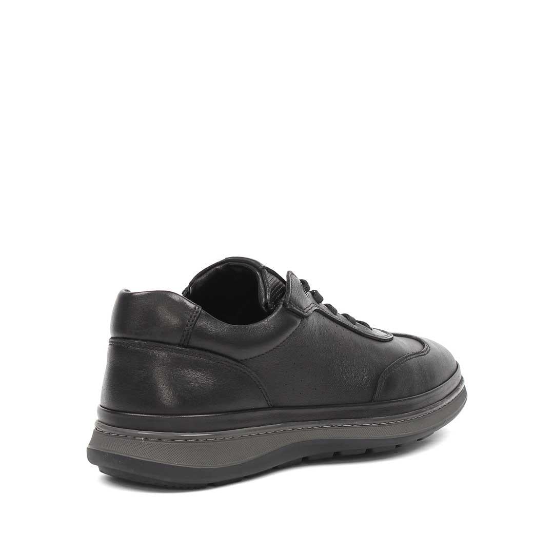 Erkek Siyah Bağcıklı Deri Sneaker