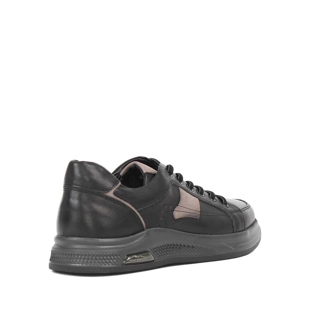 Erkek Siyah Bağcıklı Kalın Tabanlı Deri Sneaker