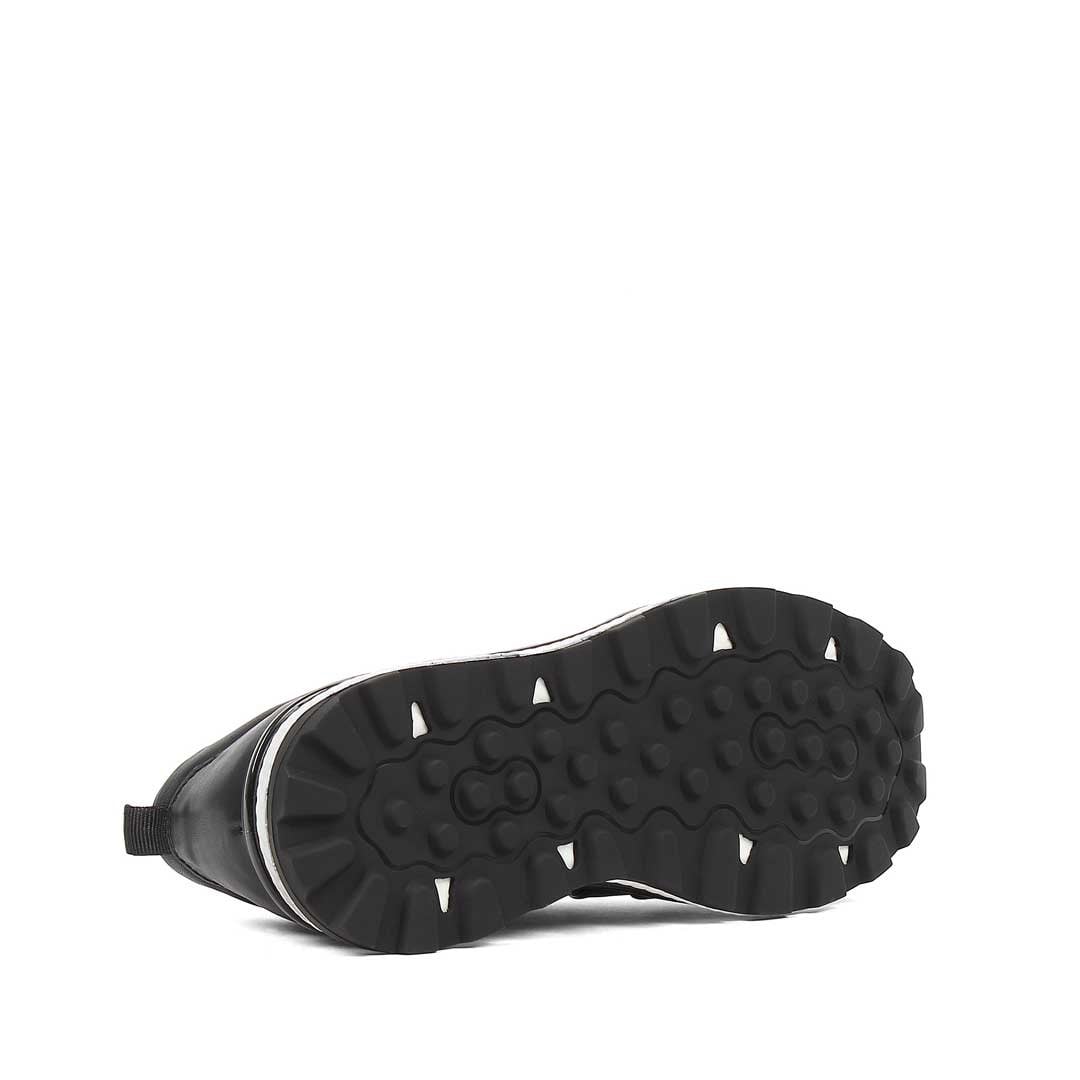 Erkek Siyah Bağcıklı Kalın Tabanlı Deri Sneaker
