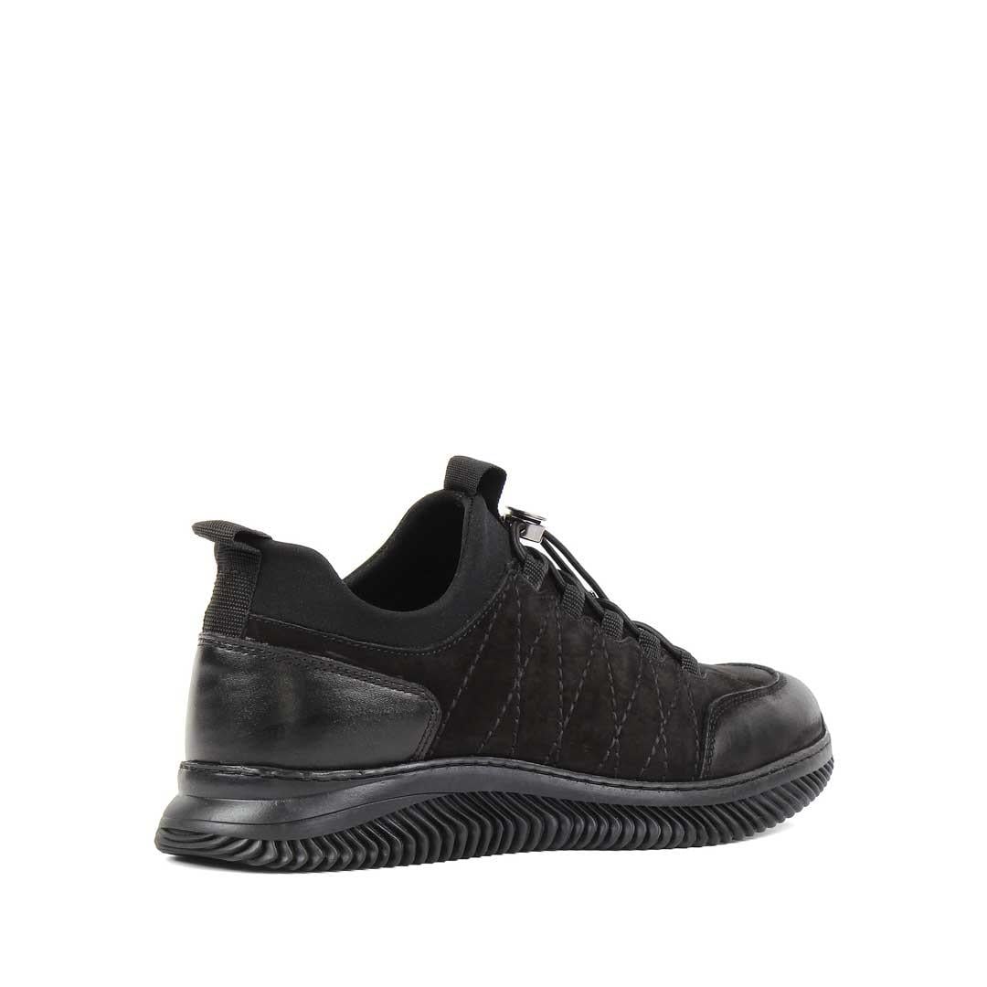 Erkek Siyah Bağcıklı Kalın Tabanlı Nubuk Deri Sneaker