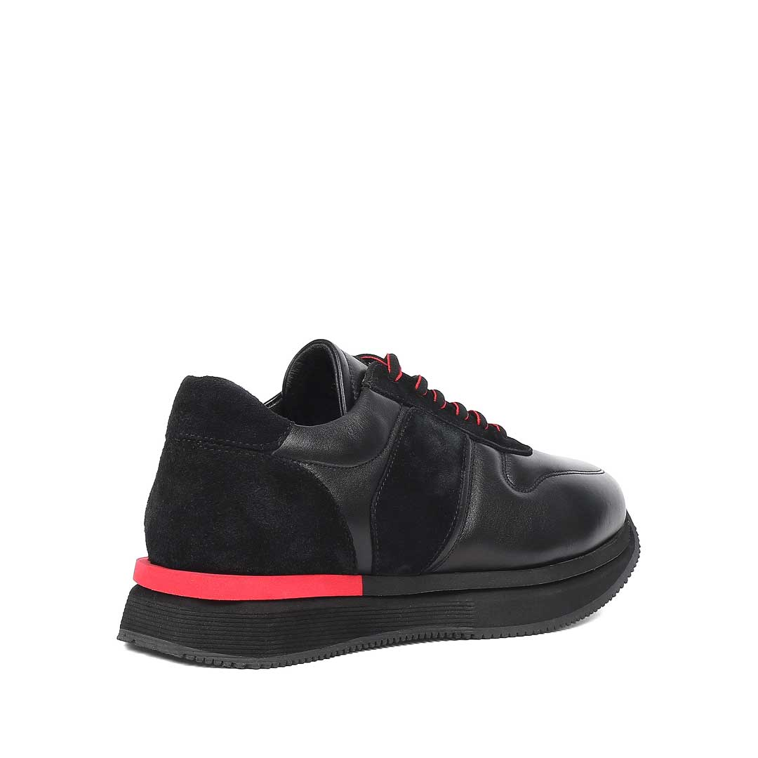Erkek Siyah Bağcıklı Kalın Tabanlı Sneaker