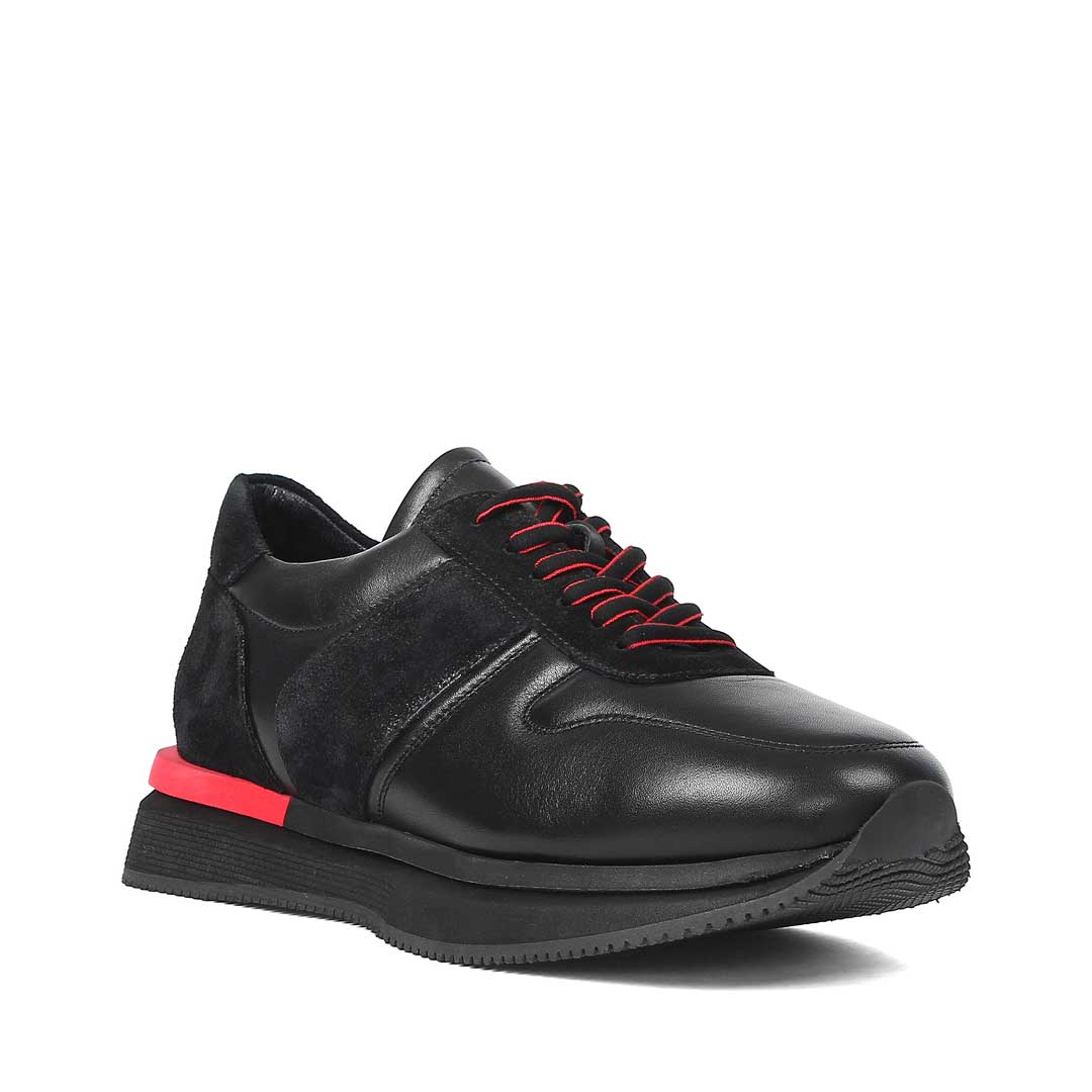 Erkek Siyah Bağcıklı Kalın Tabanlı Sneaker