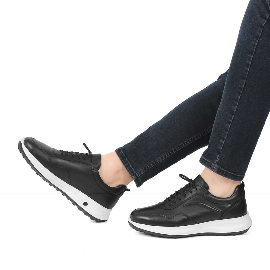 Erkek Siyah Bağcıklı Kalın Tabanlı Sneaker