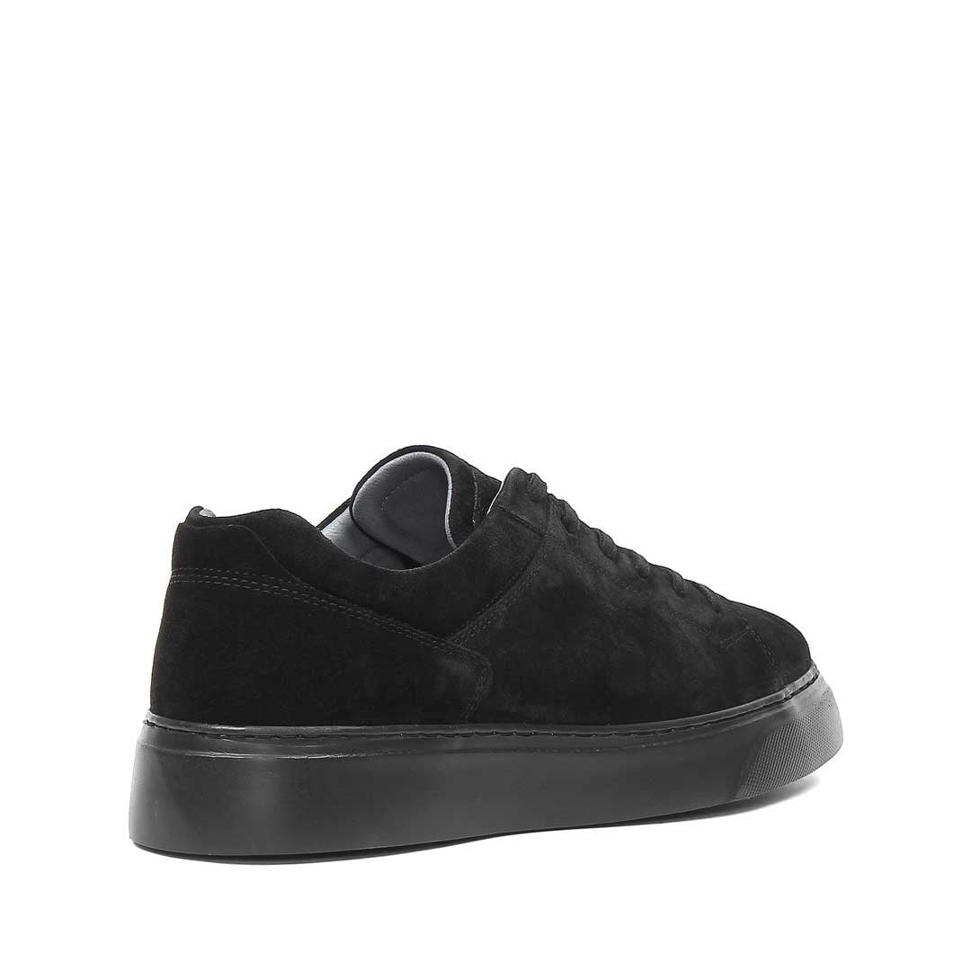 Erkek Siyah Bağcıklı Kalın Tabanlı Süet Deri Sneaker
