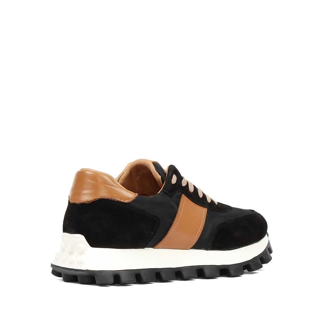 Erkek Siyah Bağcıklı Kalın Tabanlı Süet Deri Sneaker