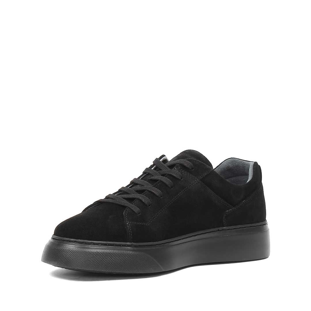 Erkek Siyah Bağcıklı Kalın Tabanlı Süet Deri Sneaker