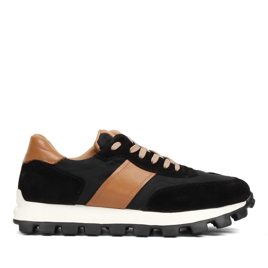 Erkek Siyah Bağcıklı Kalın Tabanlı Süet Deri Sneaker