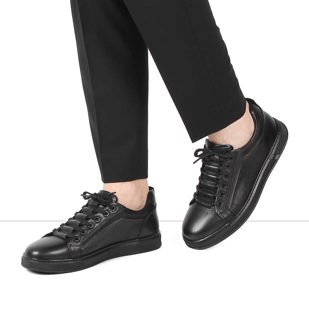 Erkek Siyah Baskılı Kalın Tabanlı Sneaker