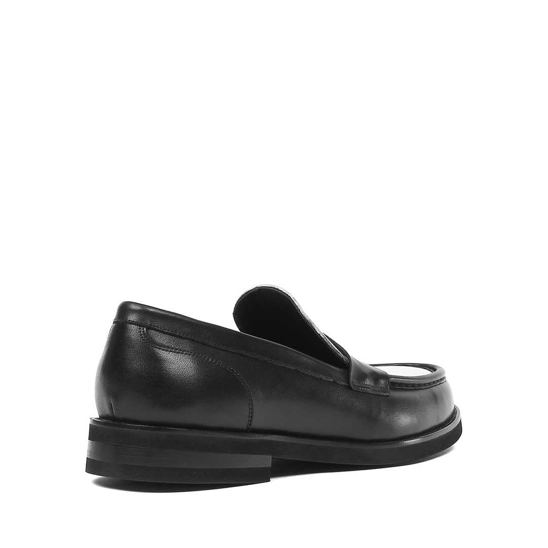 Erkek Siyah Beyaz Deri Loafer