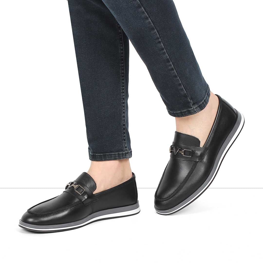 Erkek Siyah Deri Loafer