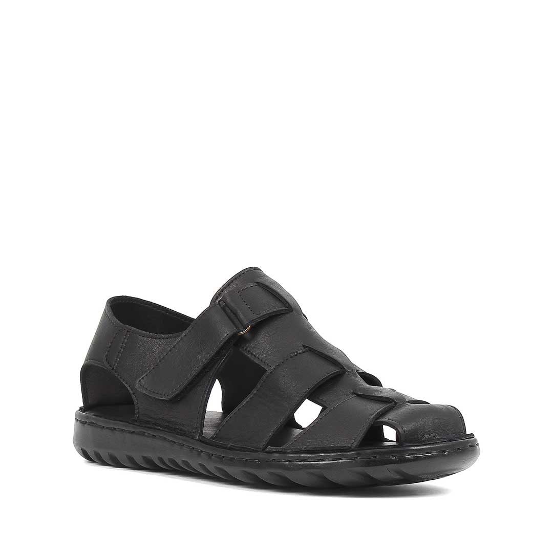 Erkek Siyah Deri Sandalet